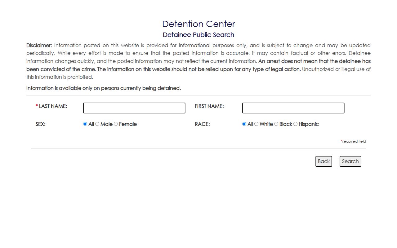 Aiken County current detainee search release limitation
